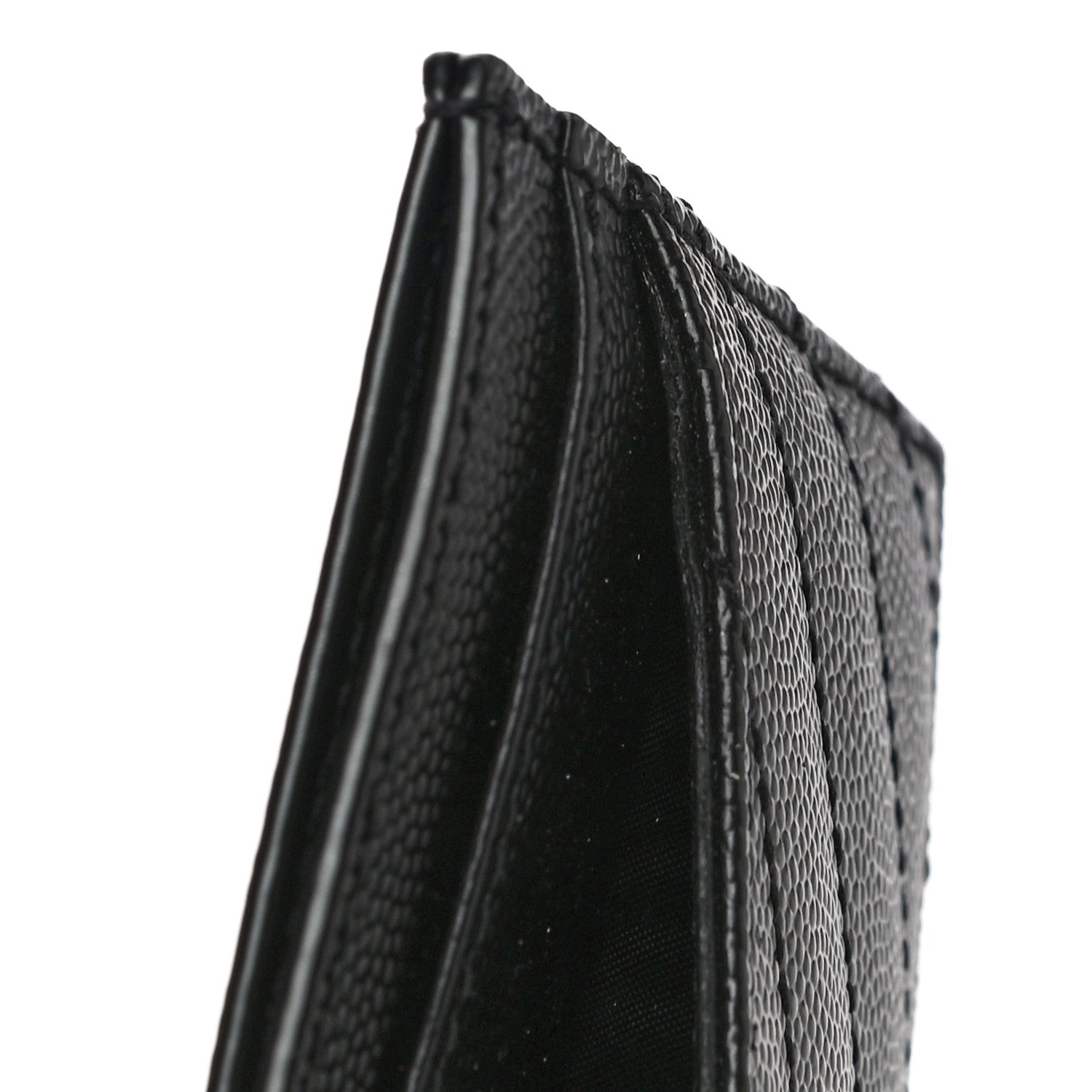 Saint Laurent Grain De Poudre Matelasse Chevron Monogram Credit Card Case Black 11 of 12