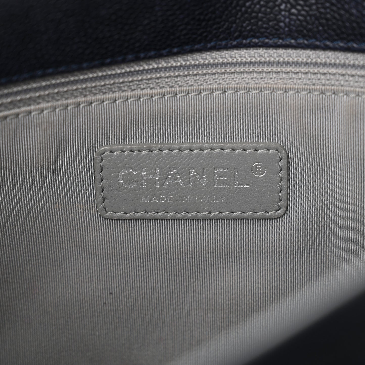 Caviar Quilted Large French Riviera Flap Navy Blue