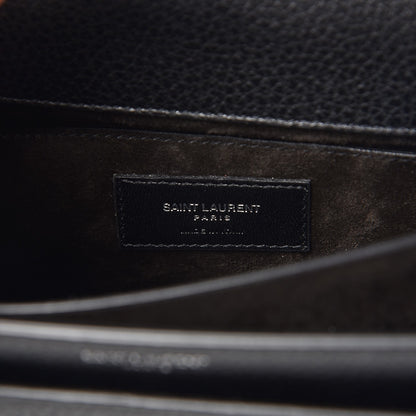 Saint Laurent Grained Calfskin Medium Monogram Sunset Satchel Black 6 of 6