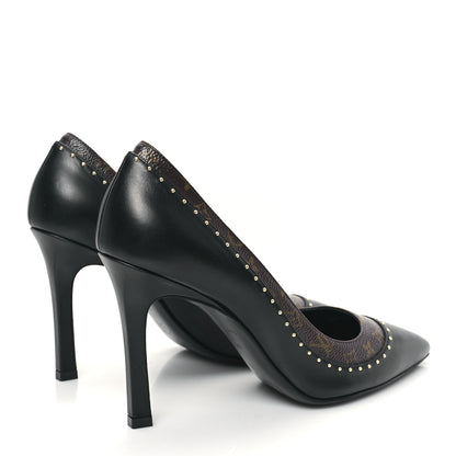 Louis Vuitton Monogram Studded Cherie Pumps 39 Black 4 of 9