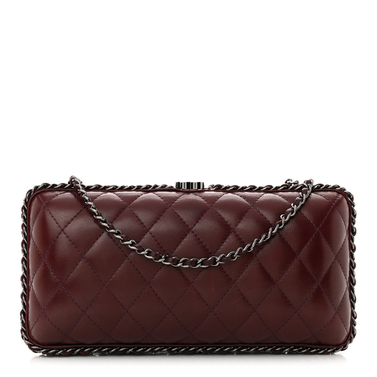 Lambskin Quilted Chain Around Clutch Red