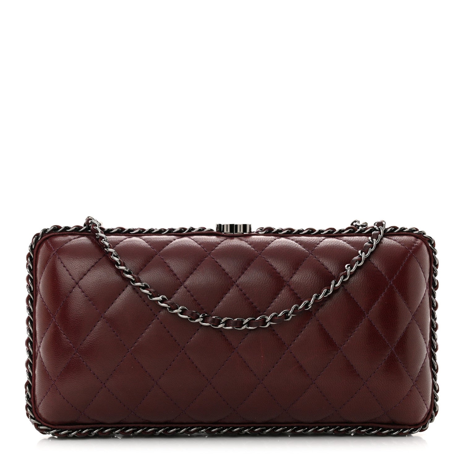Chanel Lambskin Quilted Chain Around Clutch Red 1 of 11