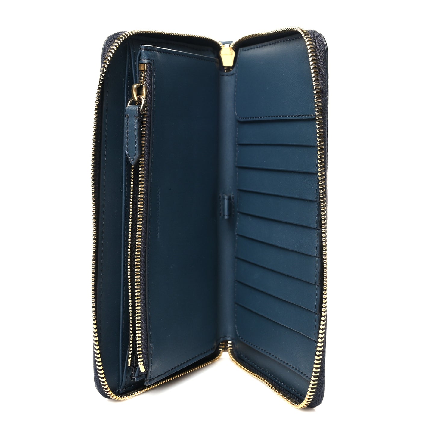 House Check Calfskin Renfrew Long Zip Around Wallet Blue