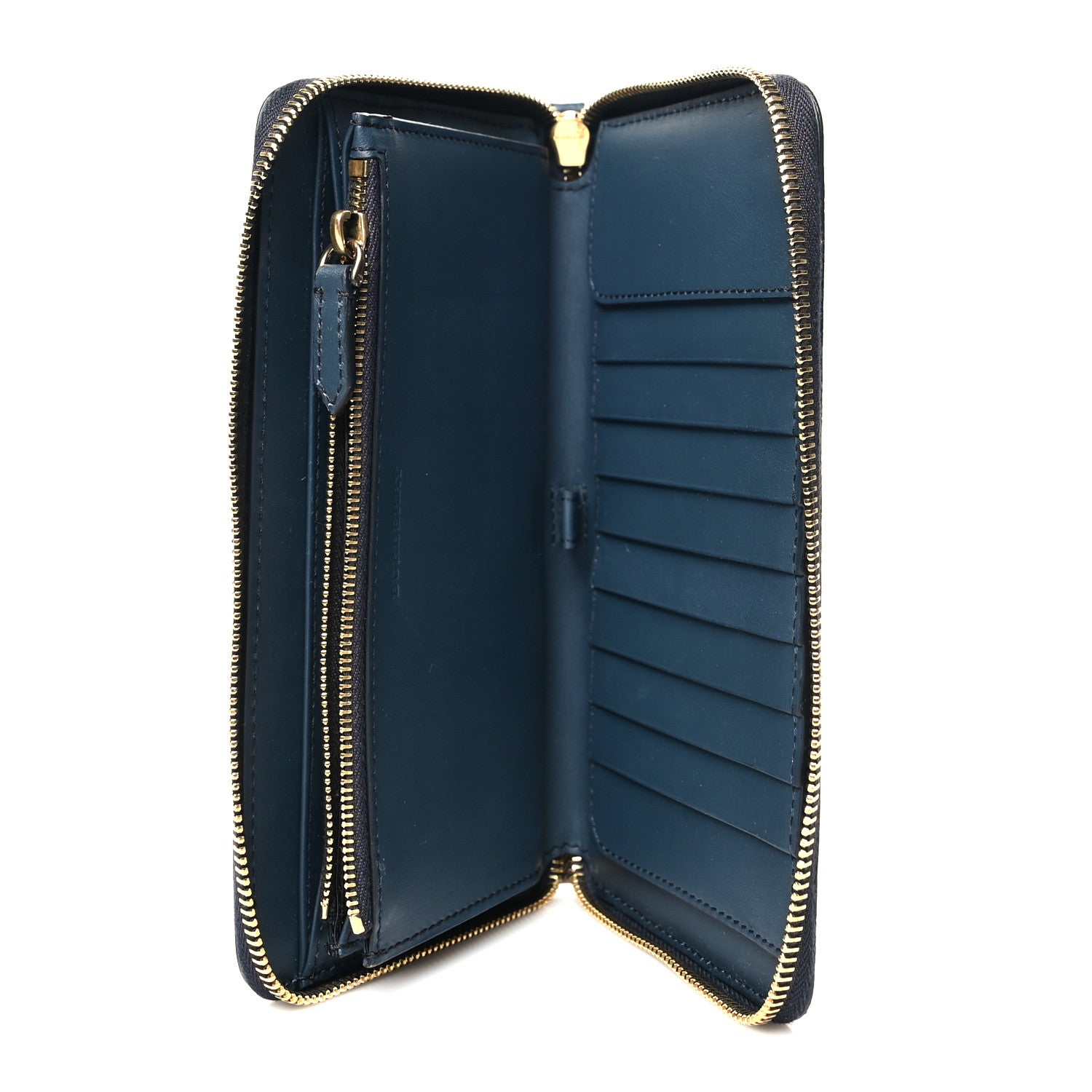 Burberry House Check Calfskin Renfrew Long Zip Around Wallet Blue 3 of 12