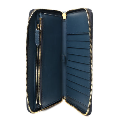 Burberry House Check Calfskin Renfrew Long Zip Around Wallet Blue 3 of 12