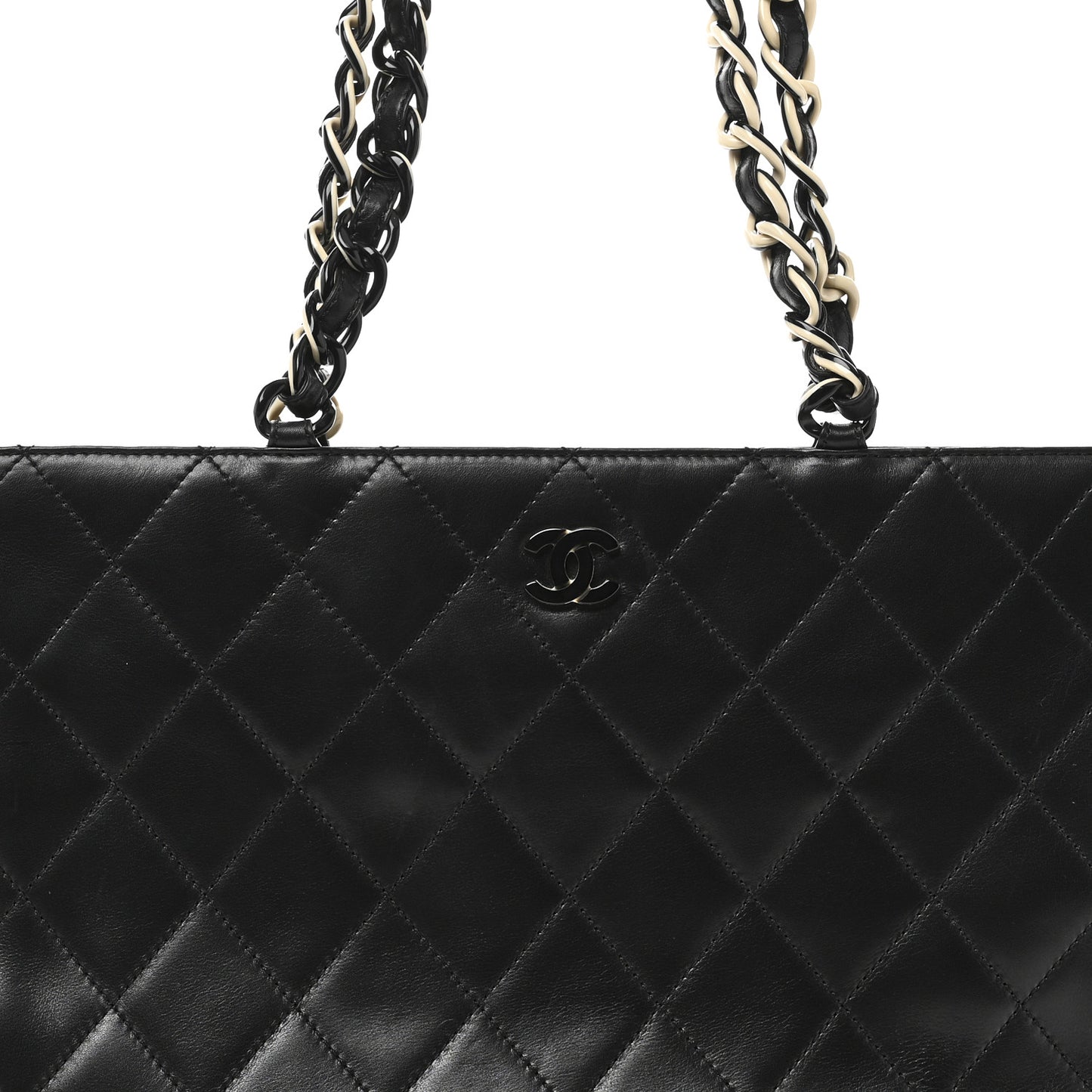 Lambskin Bekko Chain Large Shoulder Bag Black