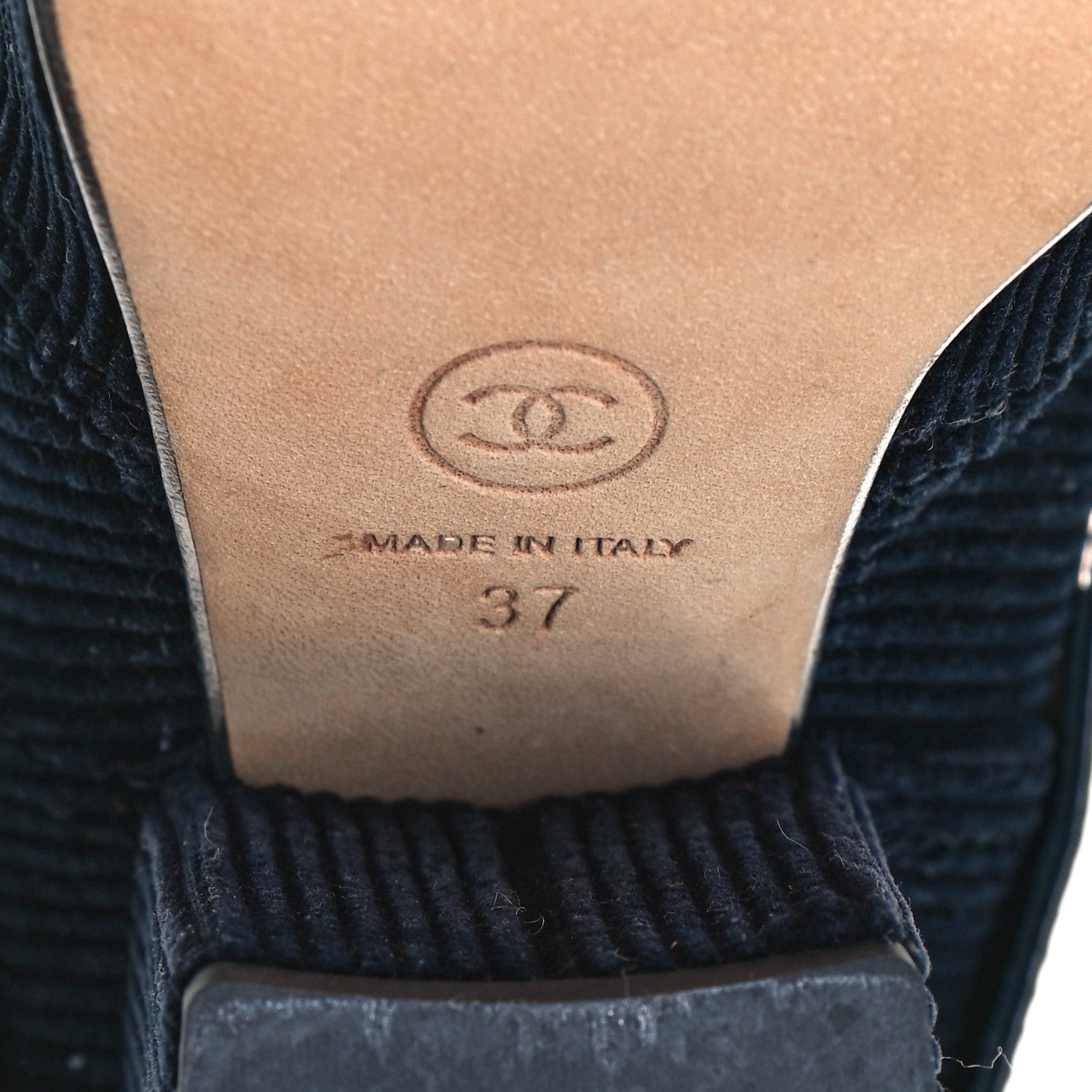 Chanel Velvet Satin Cap Cap Toe Short Boots 37 Navy Black 7 of 7