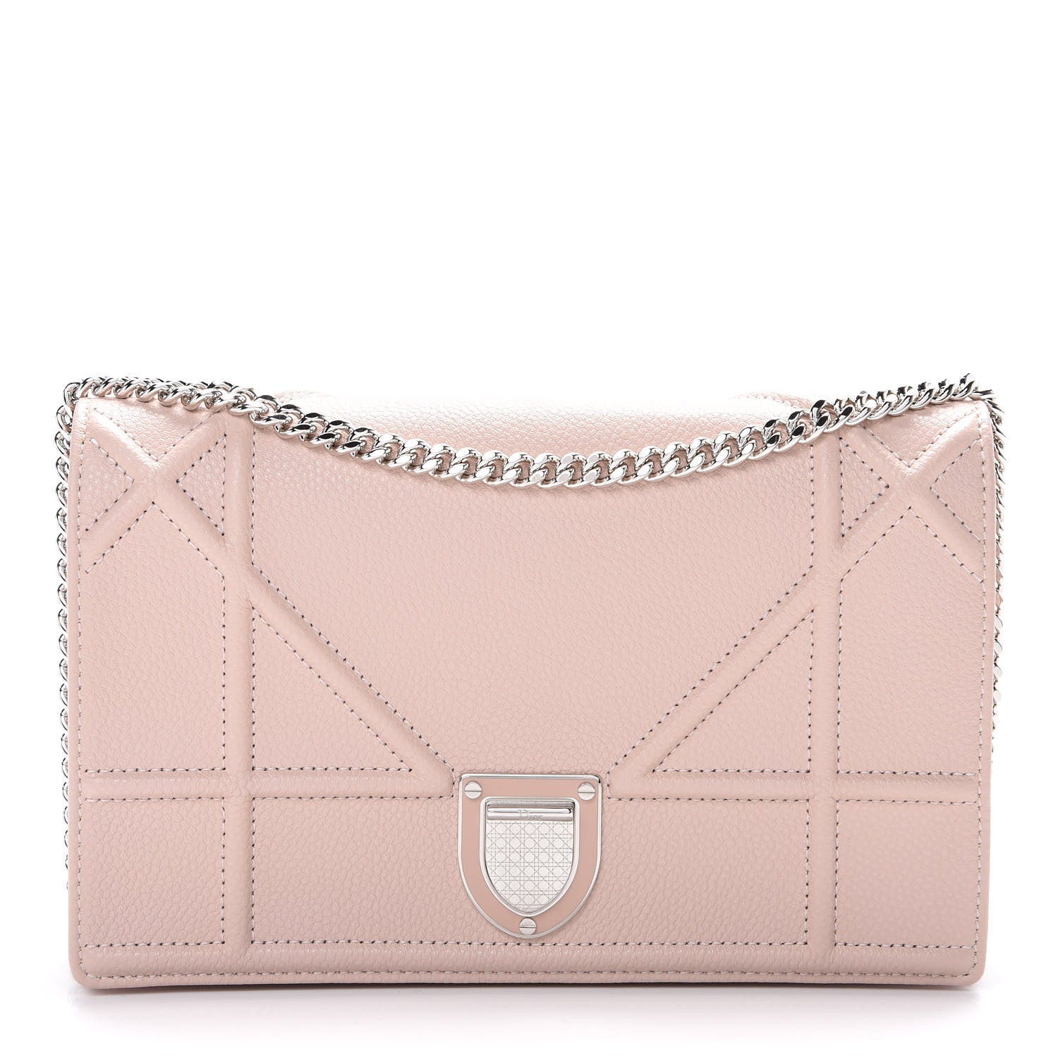 Christian Dior Grained Calfskin Diorama Wallet on Chain Pouch Rose Poudre 1 of 10