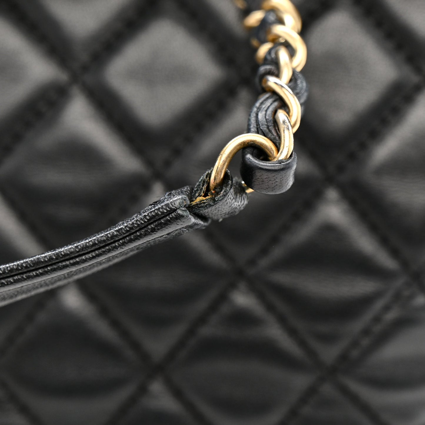 Lambskin Quilted Large Tote Black