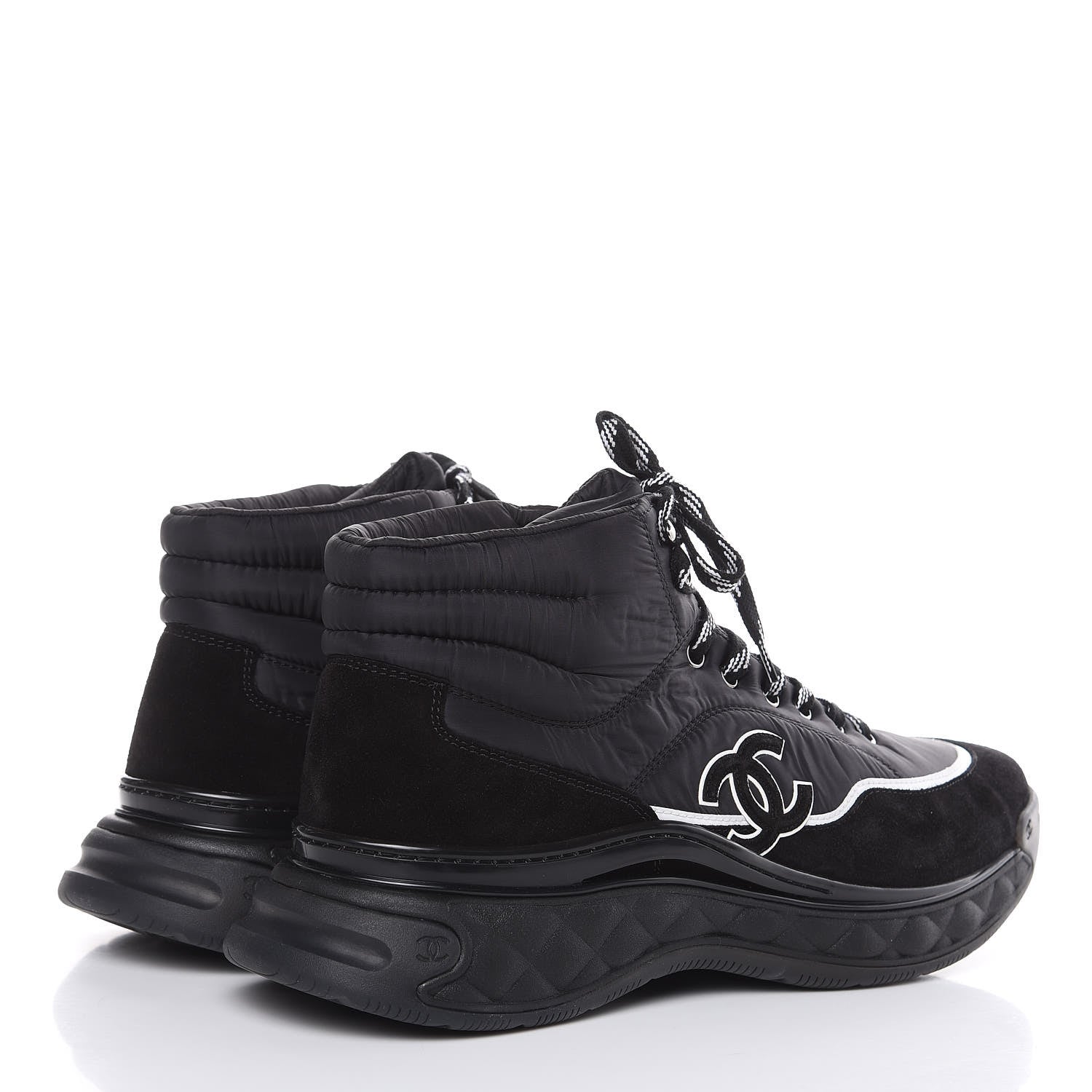 Chanel Fabric Suede Mens CC Sneakers 46 Black 4 of 9