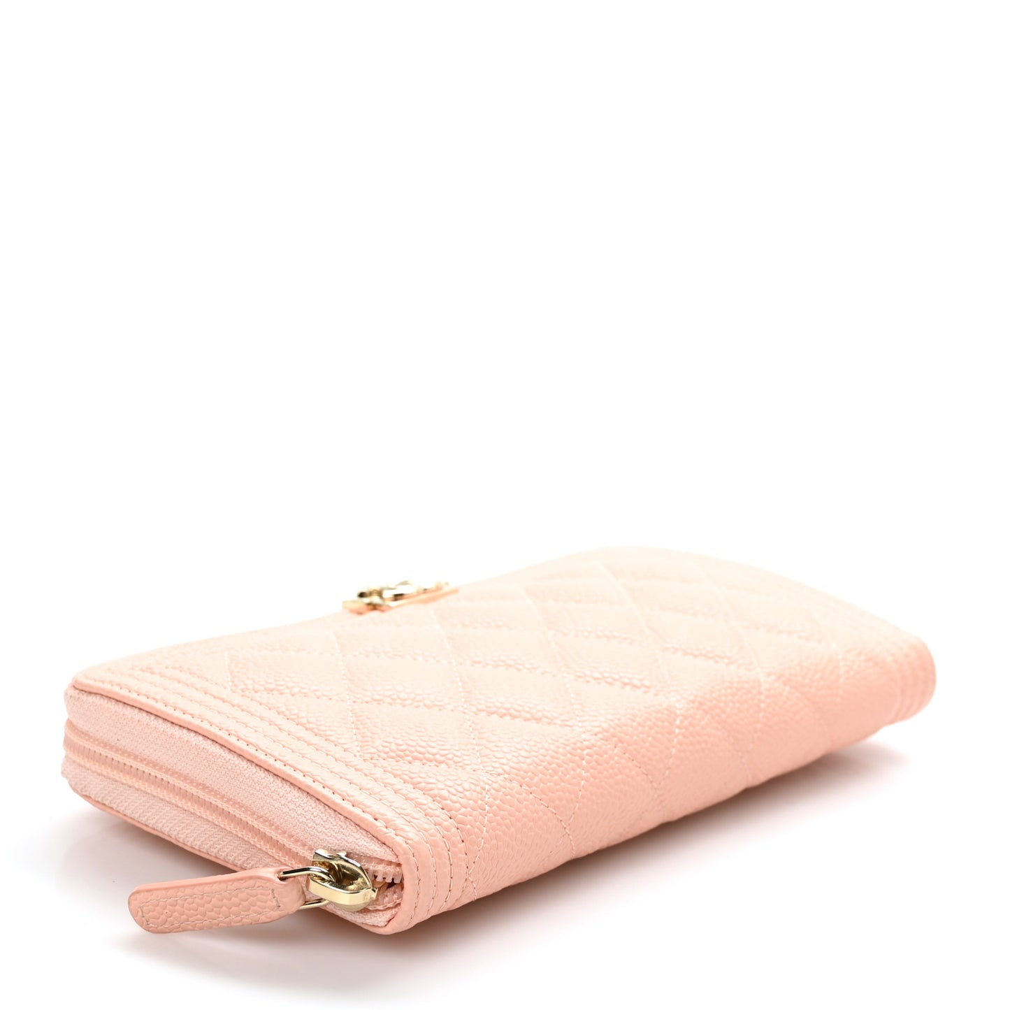 Caviar Quilted Boy Long Zip Around Wallet Light Pink