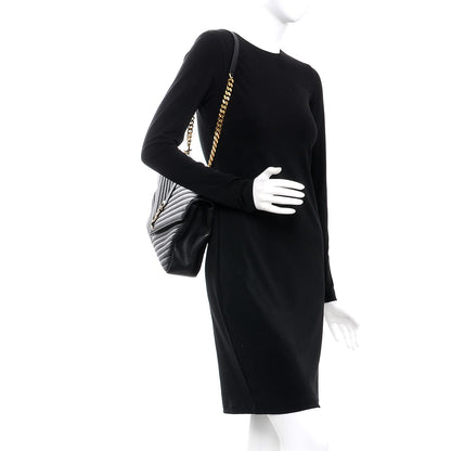 Saint Laurent Sheepskin Matelasse Chevron Monogram Large College Satchel Black 2 of 8