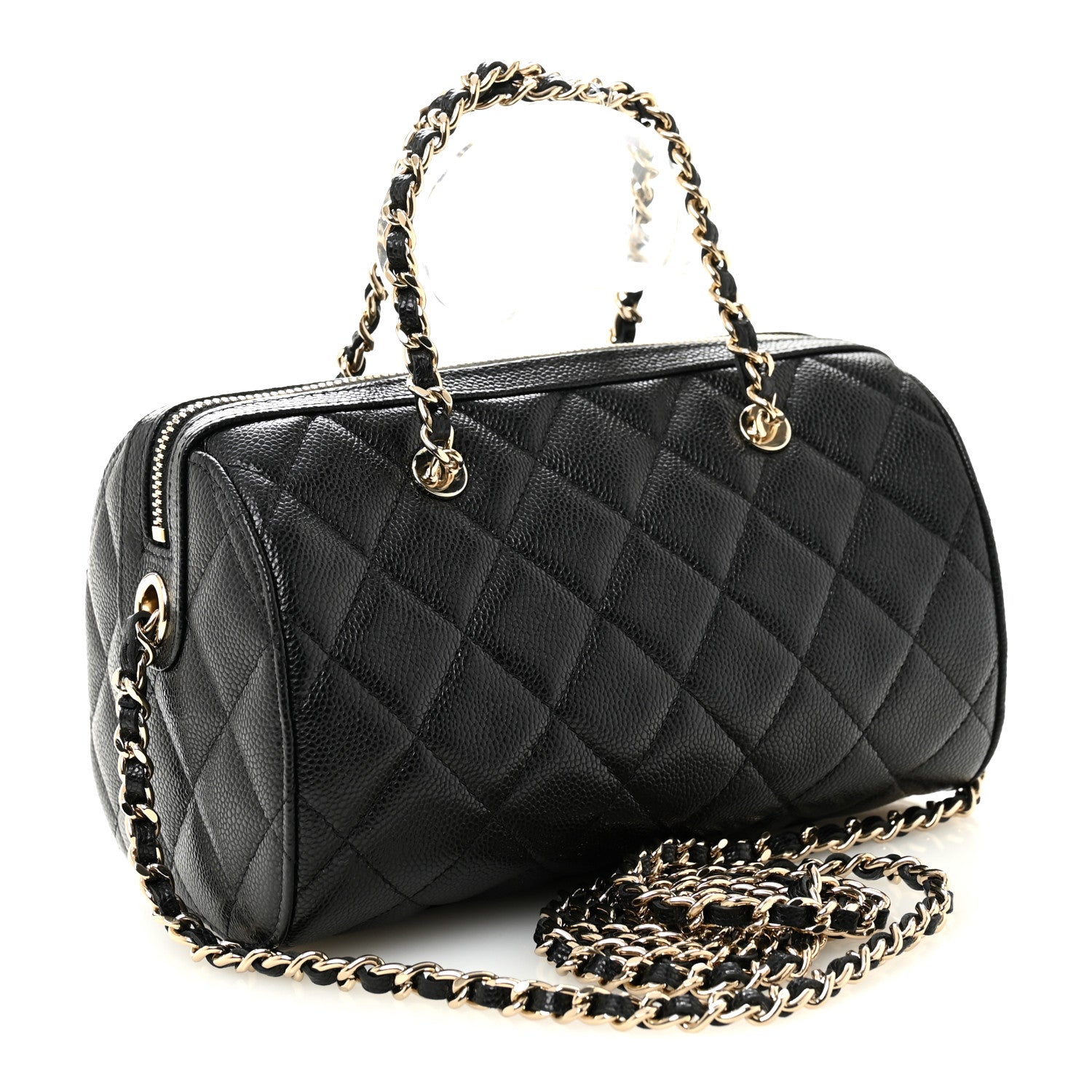 Chanel Caviar Quilted Barrel Clutch With Chain Black 3 of 11