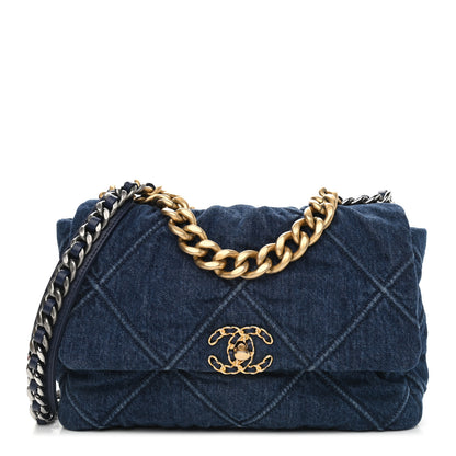 Chanel Denim Quilted Large Chanel 19 Flap Blue 1 of 9