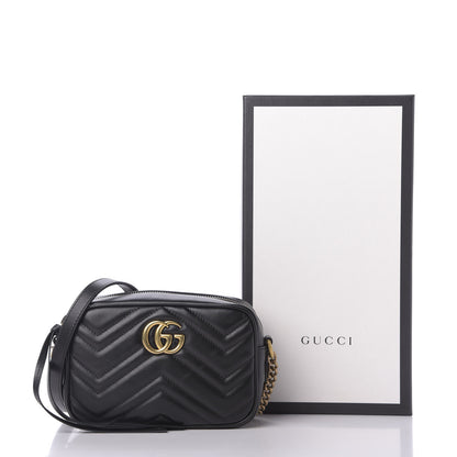 Gucci Calfskin Matelasse Mini GG Marmont Chain Shoulder Bag Black 10 of 10