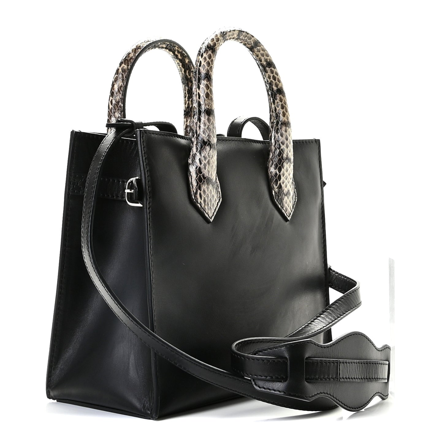Calfskin Elaphe Snakeskin Mini Padlock All Afternoon Tote Black
