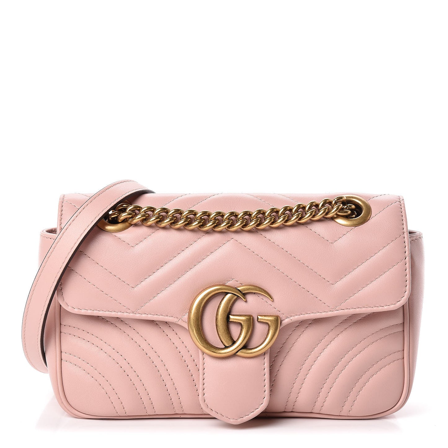 Calfskin Matelasse Mini GG Marmont Shoulder Bag Perfect Pink