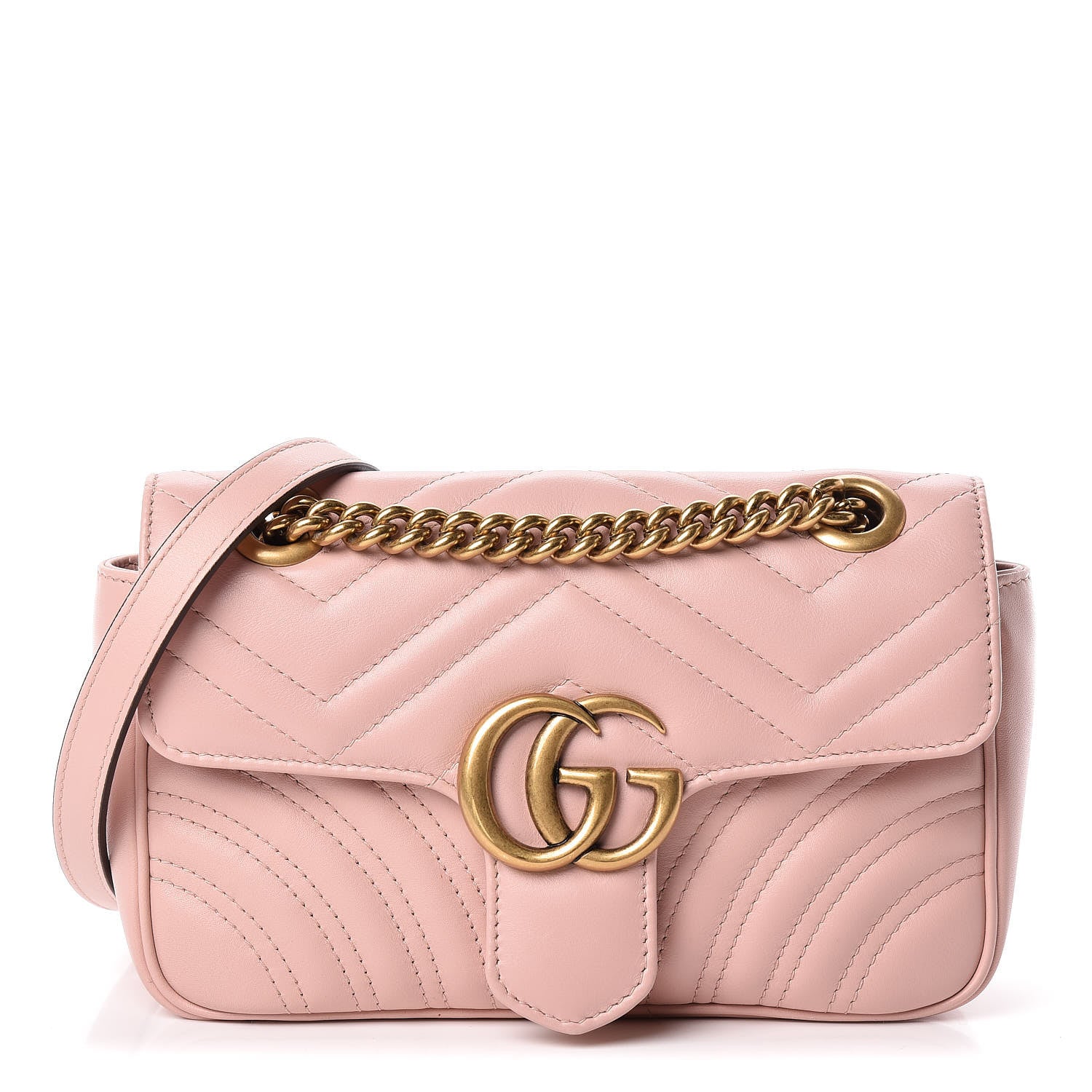 Gucci Calfskin Matelasse Mini GG Marmont Shoulder Bag Perfect Pink 1 of 12