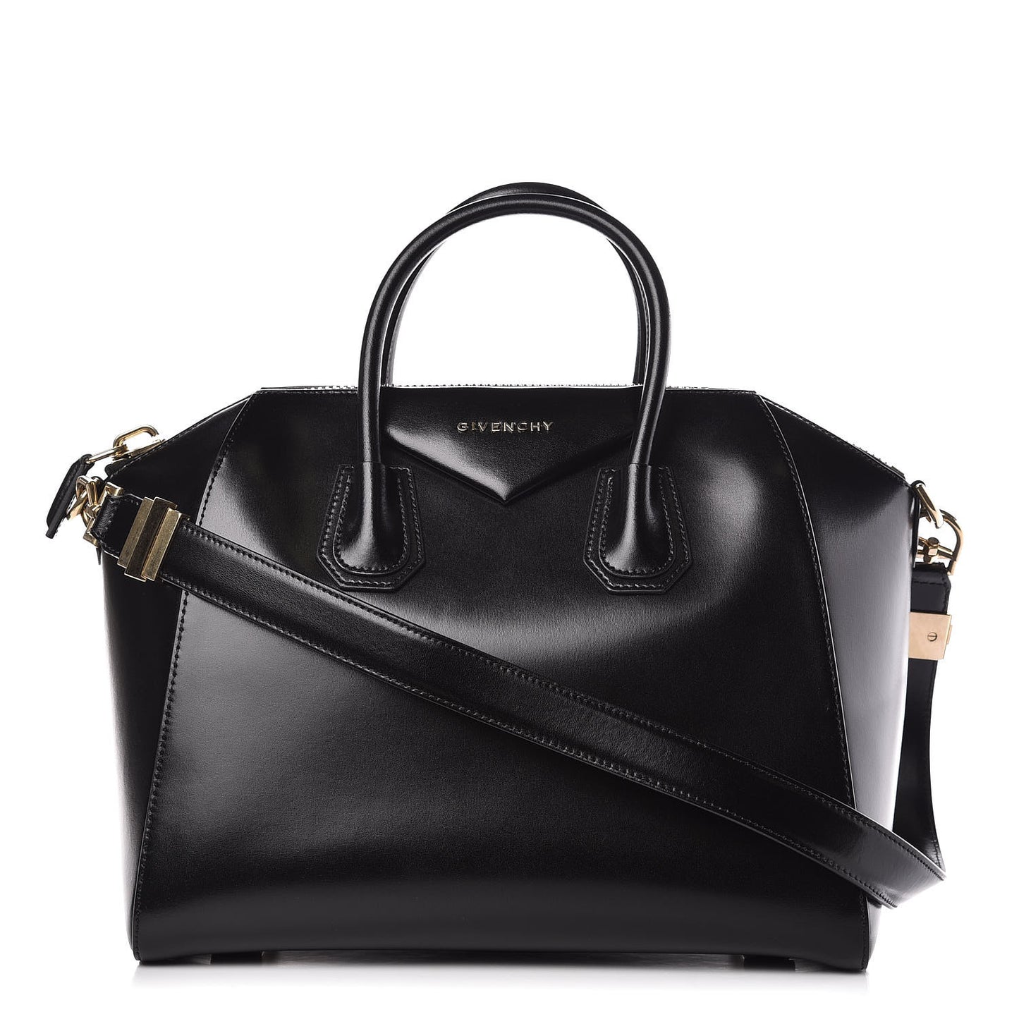 Shiny Lord Calfskin Medium Antigona Black
