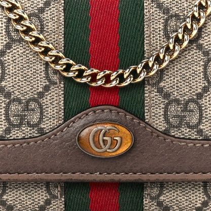 Gucci GG Supreme Monogram Web Ophidia Wallet On Chain Brown 9 of 12