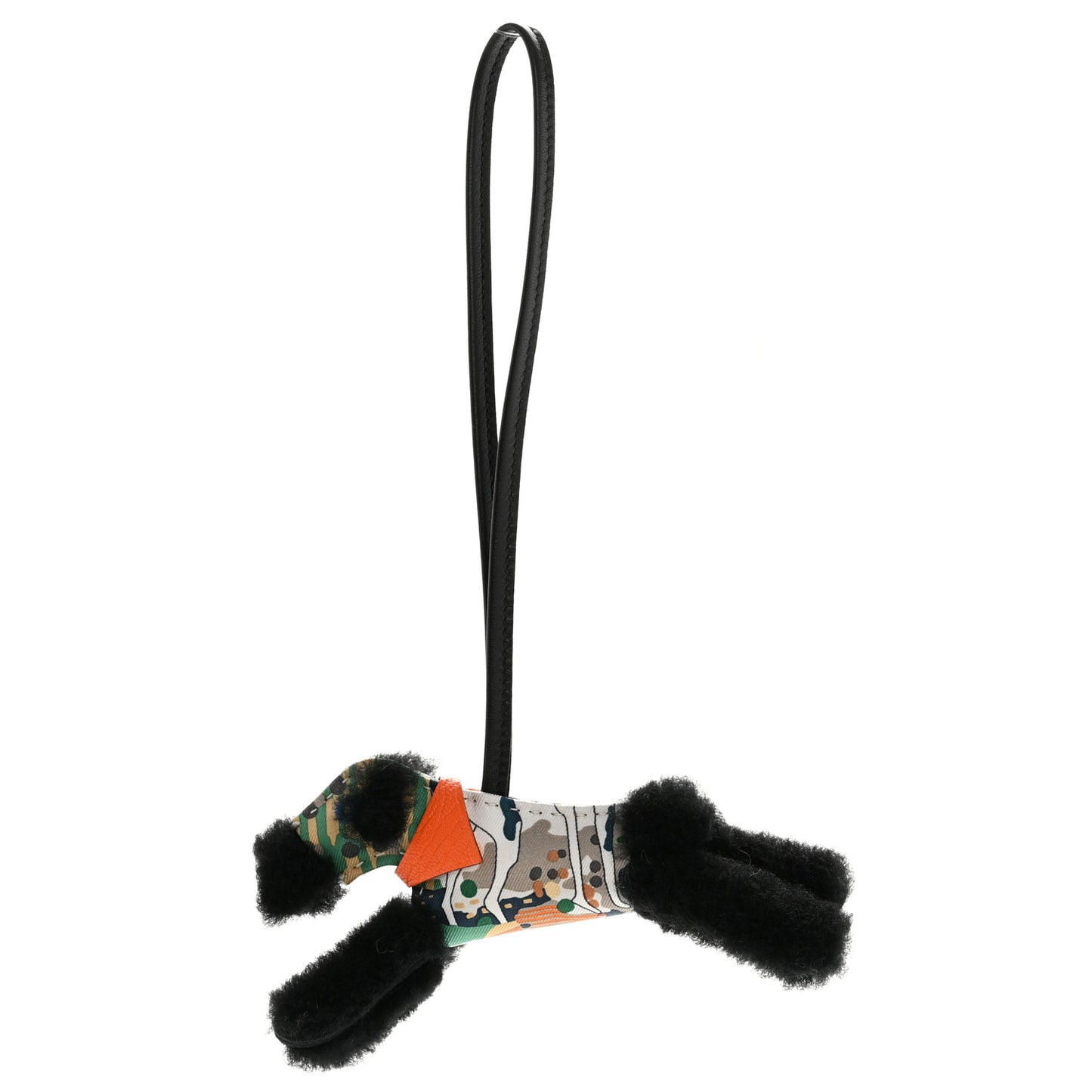 Milo Lambskin Shearling Silk Budy Charm Black Multicolor