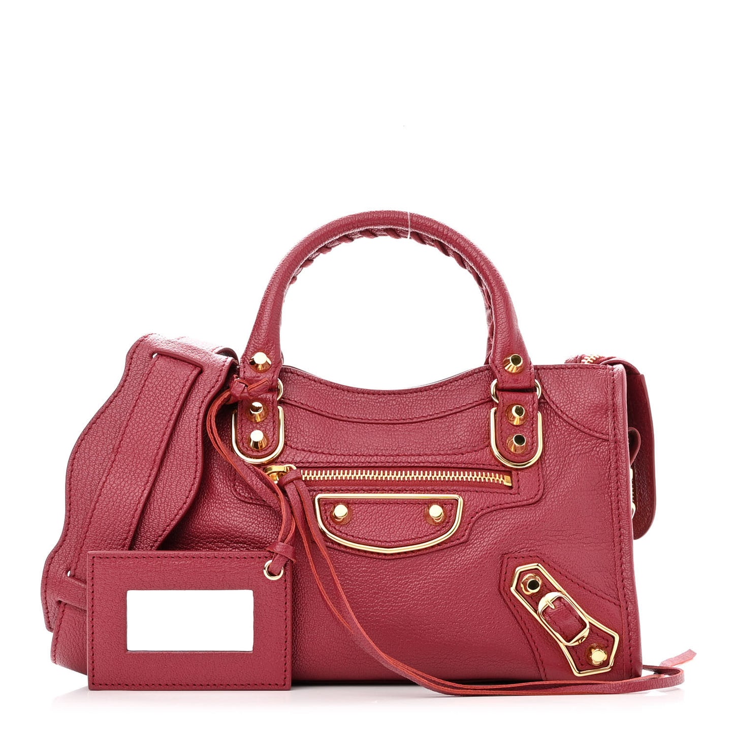 Chevre Gold Metallic Edge Hardware Mini City Rouge Grenat