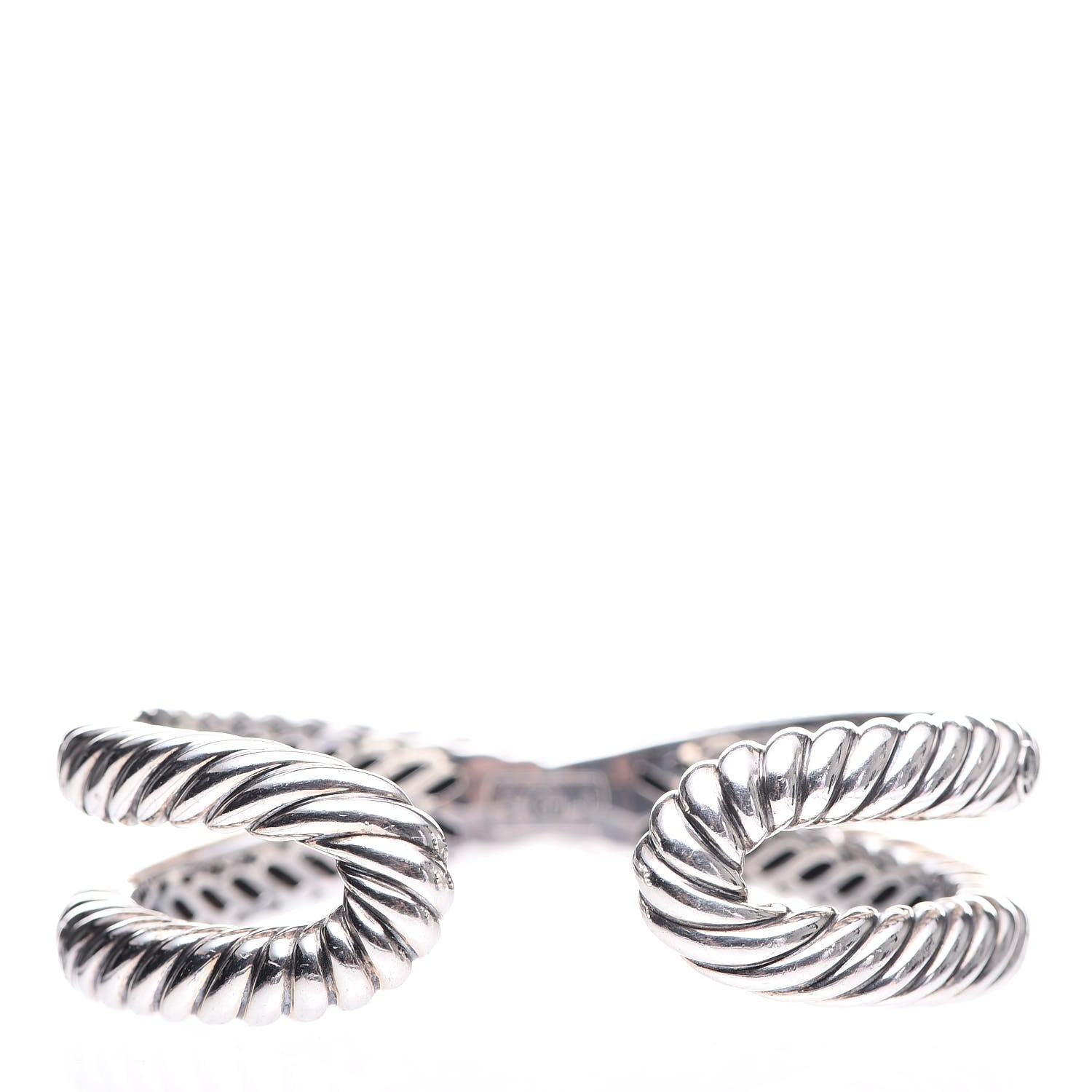 David Yurman Sterling Silver Pave Diamonds Crossover Cuff 3 of 5