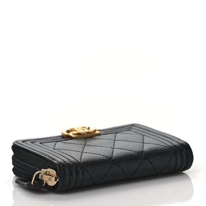 Chanel Caviar Quilted Boy Zip Around Coin Purse Wallet Black 4 of 10
