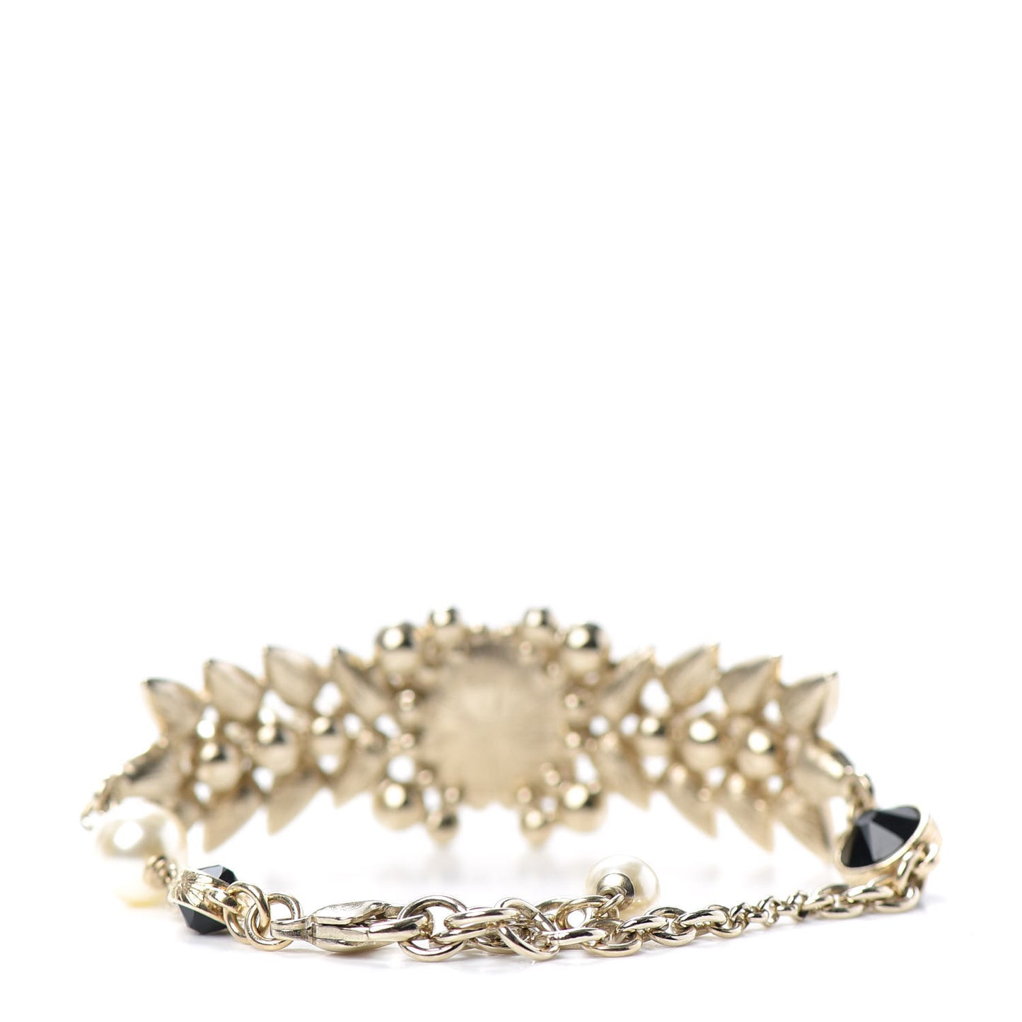 Crystal Pearl CC Bracelet Gold