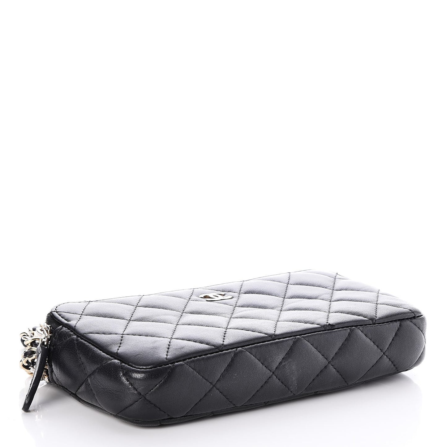 Lambskin Quilted Small Clutch With Chain Black