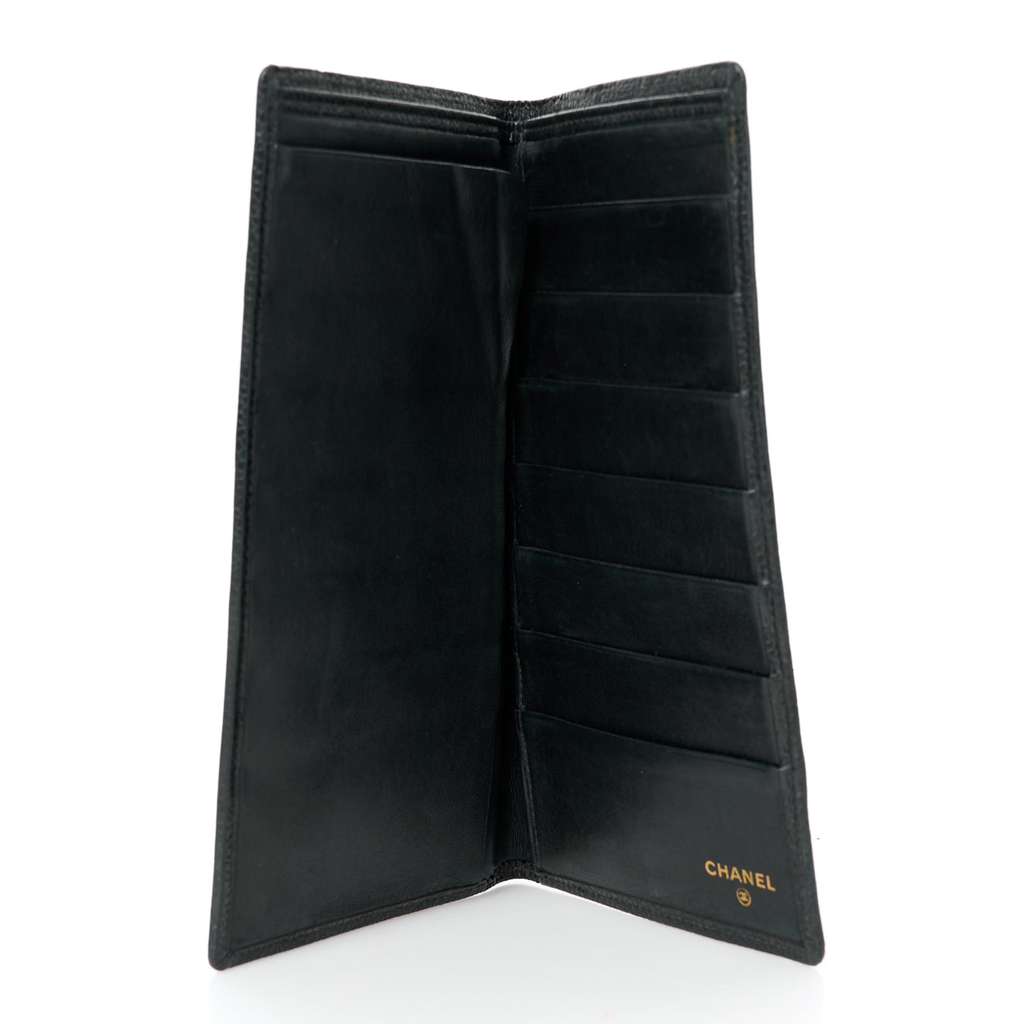 Caviar Diamond Stitched Check Book Wallet Black