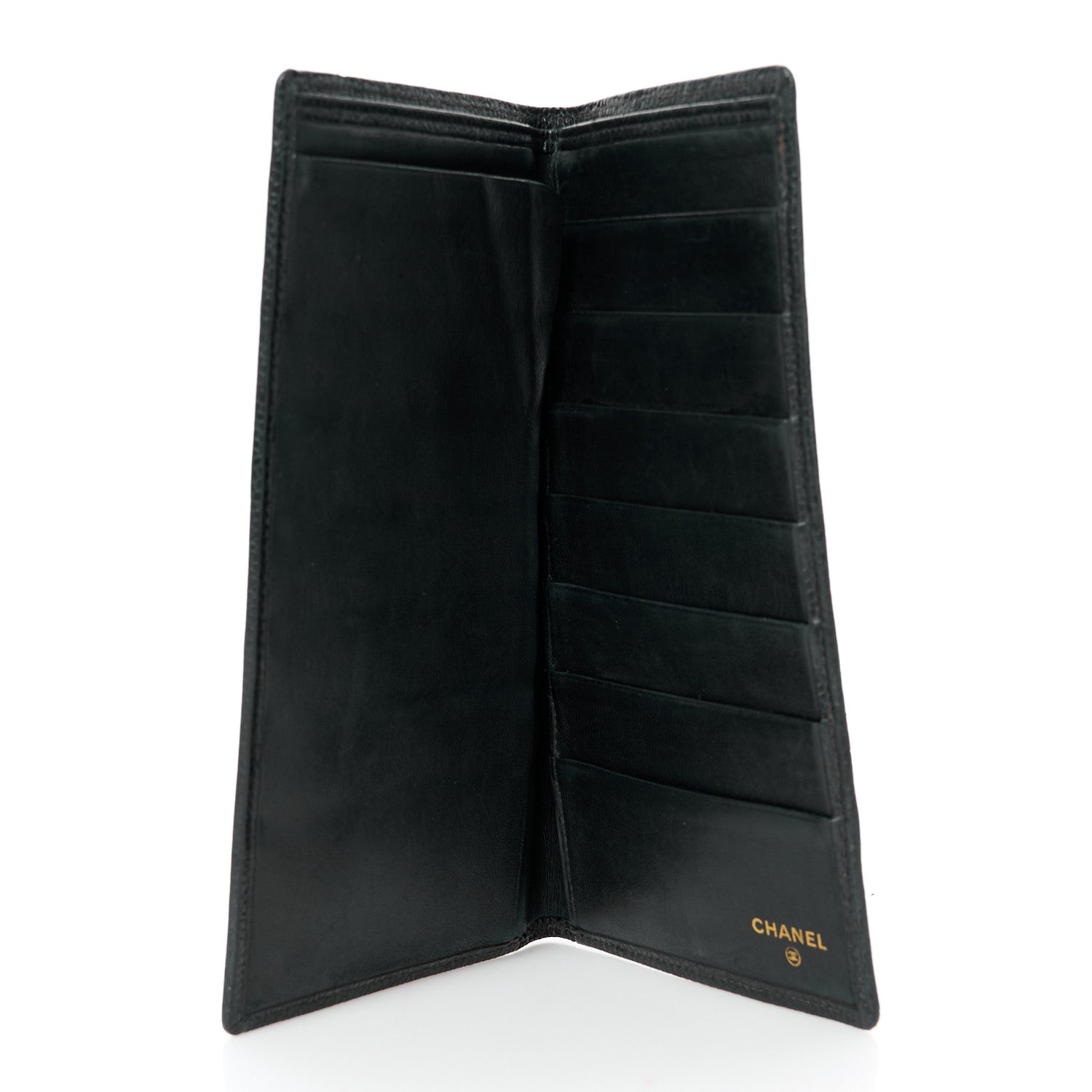 Chanel Caviar Diamond Stitched Check Book Wallet Black 6 of 10