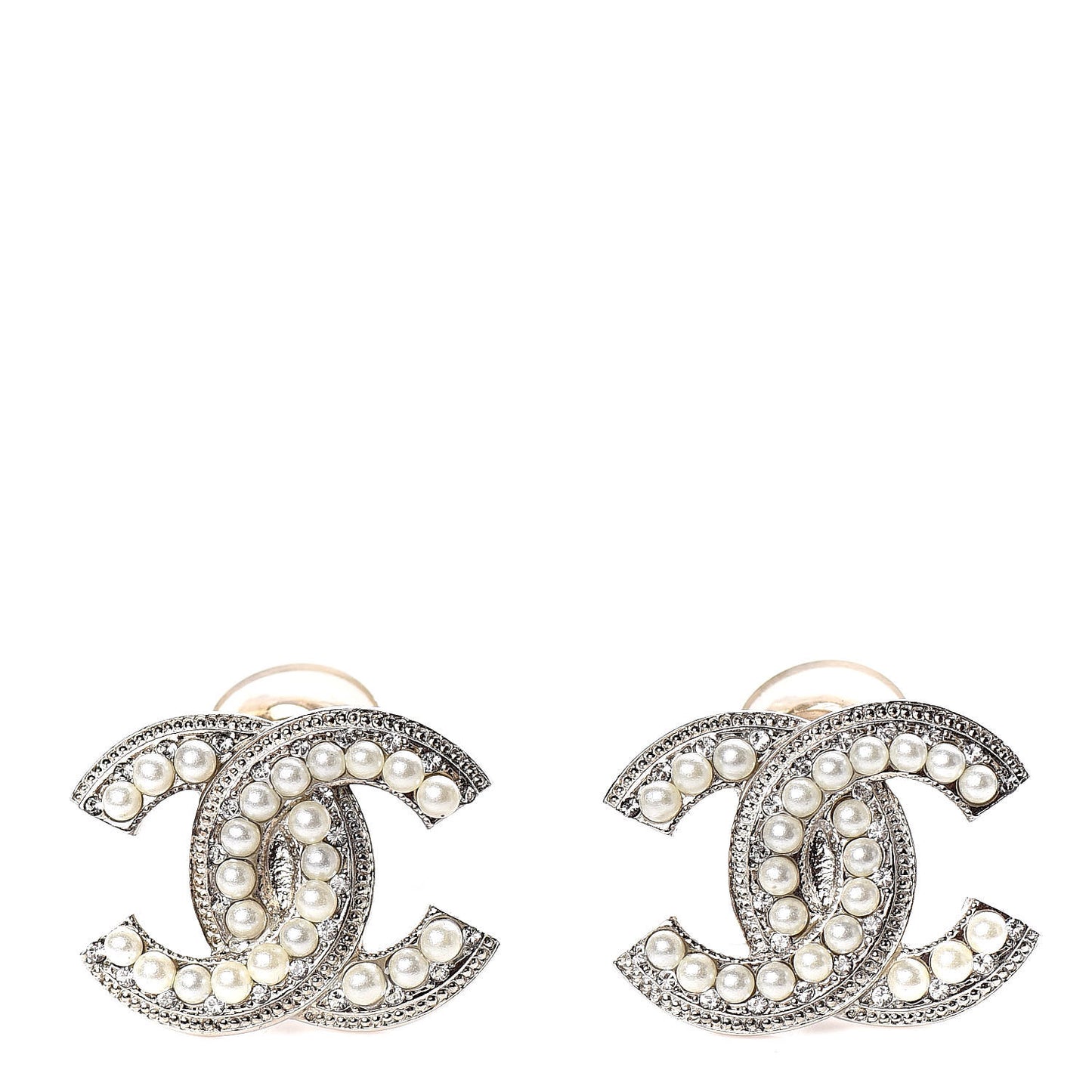 Crystal Pearl CC Clip On Earrings Light Gold