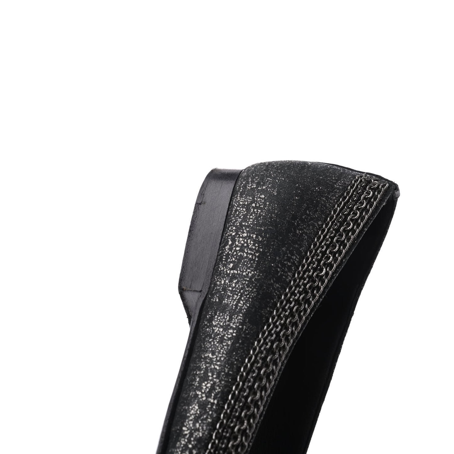 Tweed Patent Cap Toe Ballerina Flats 37 Black