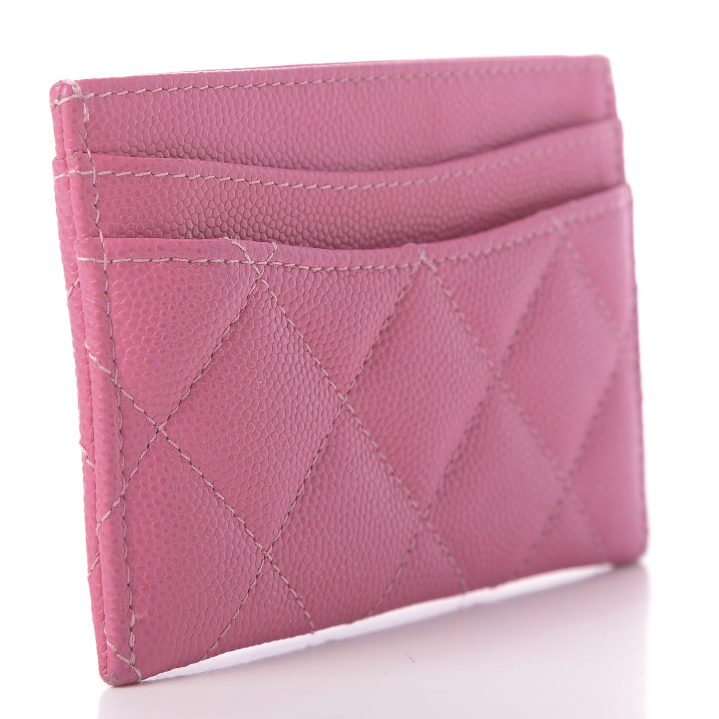 Caviar Quilted Card Holder Pink