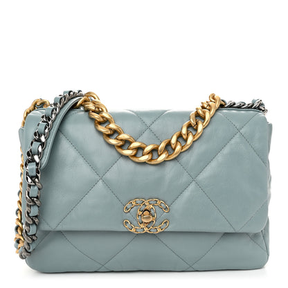 Chanel Lambskin Quilted Large Chanel 19 Flap Light Blue 1 of 11