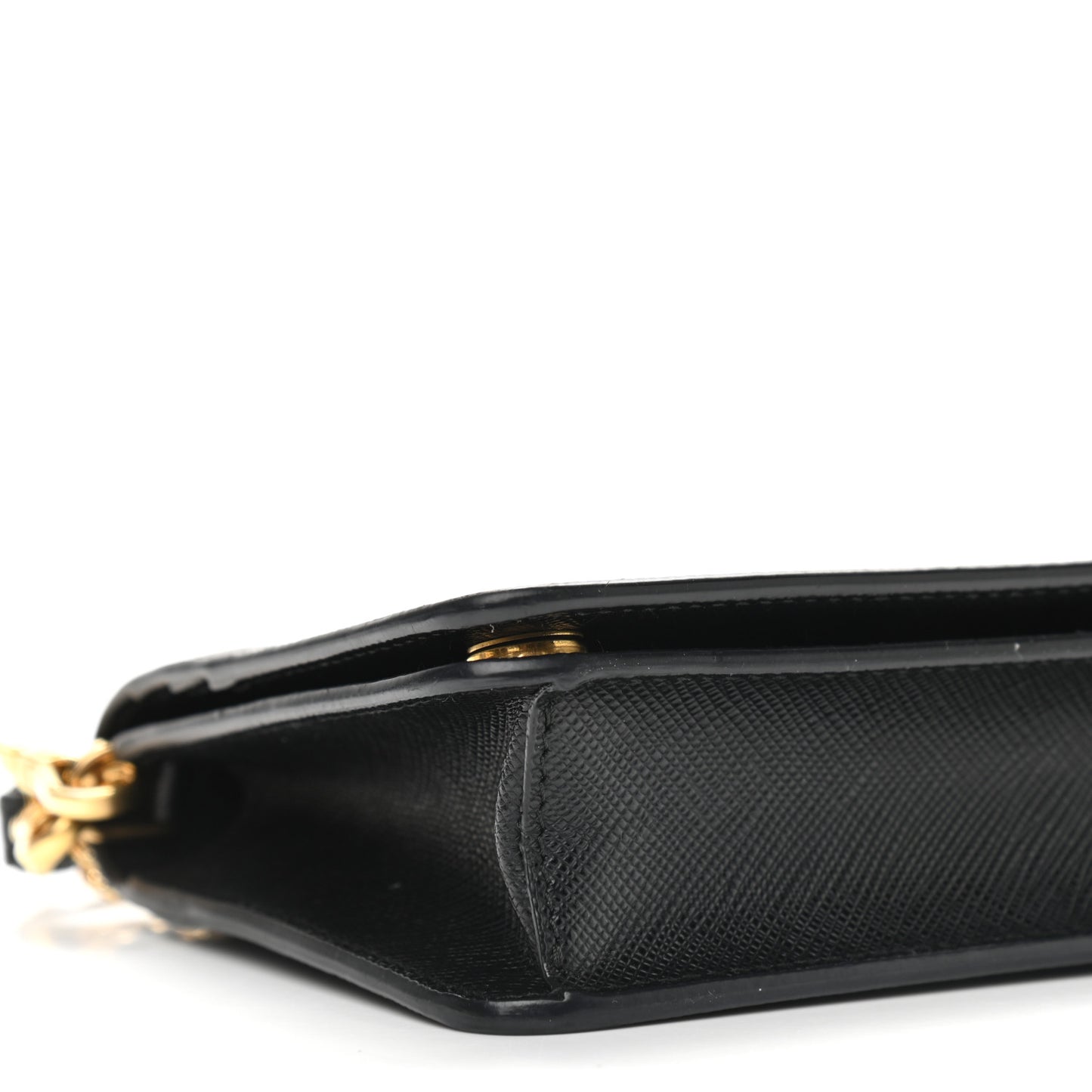 Saffiano Shine Monochrome Chain Wallet Black