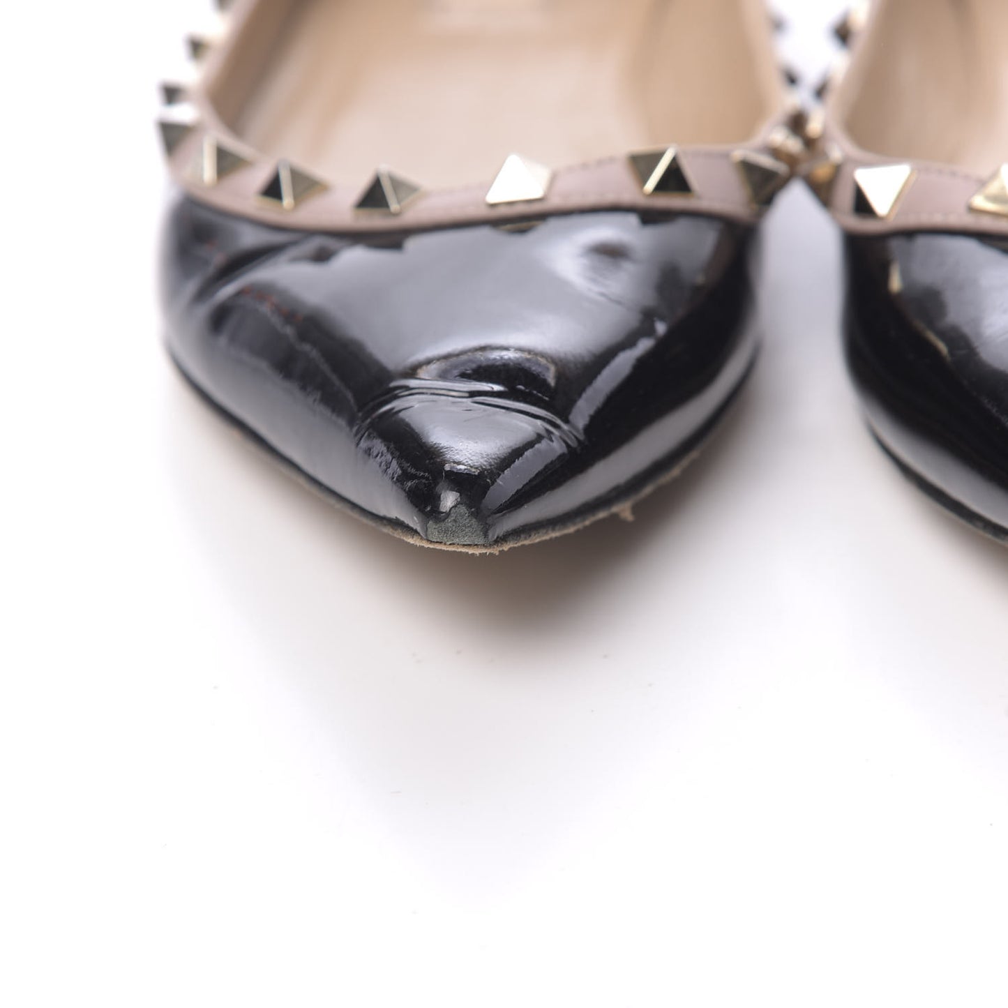Patent Nappa Rockstud Ballerina Flats 38 Black Poudre