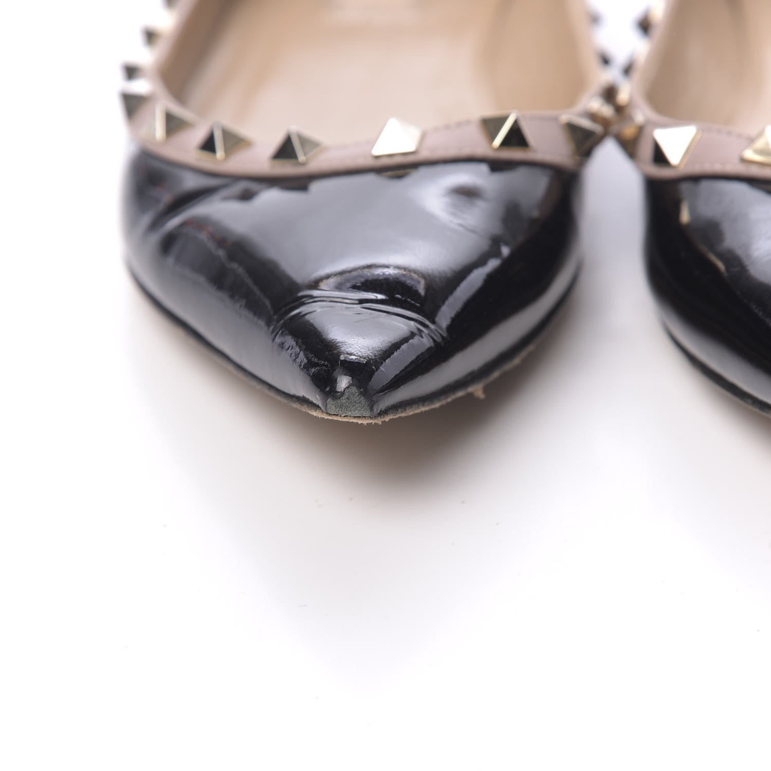 Valentino Garavani Patent Nappa Rockstud Ballerina Flats 38 Black Poudre 13 of 14