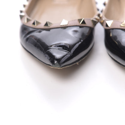 Valentino Garavani Patent Nappa Rockstud Ballerina Flats 38 Black Poudre 13 of 14