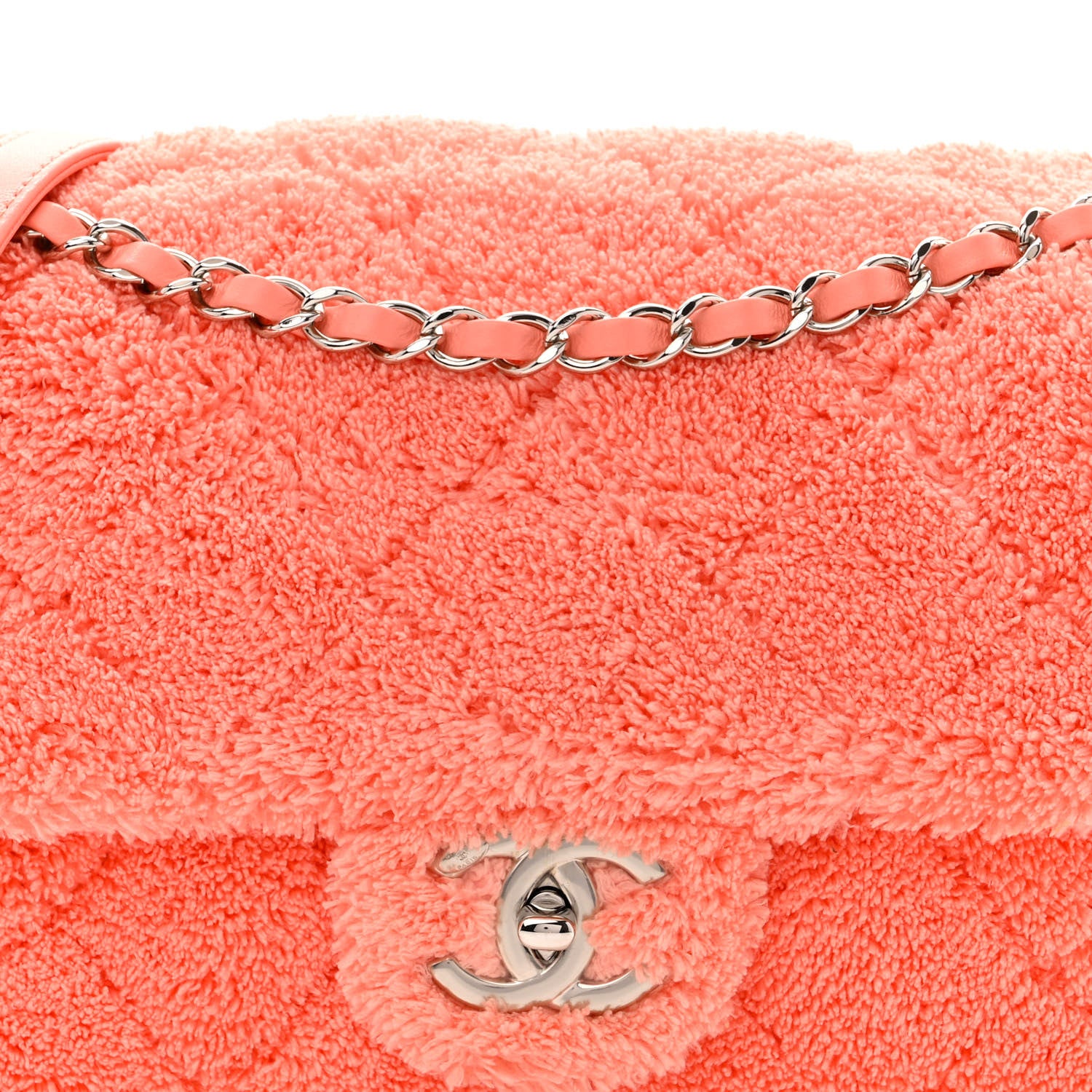 Chanel Terry Cotton Quilted Coco Beach Single Flap Pink 8 of 11