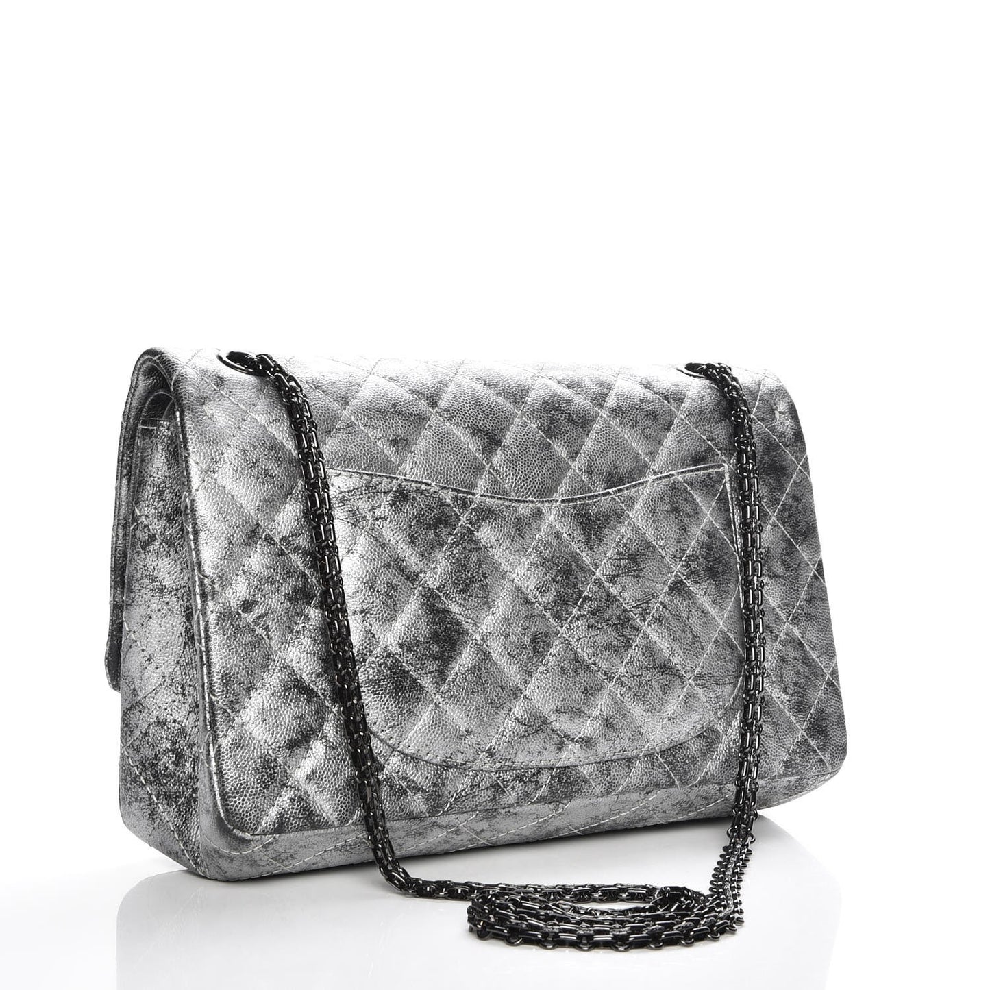 Metallic Caviar Quilted 2.55 Reissue 226 Flap Silver Black