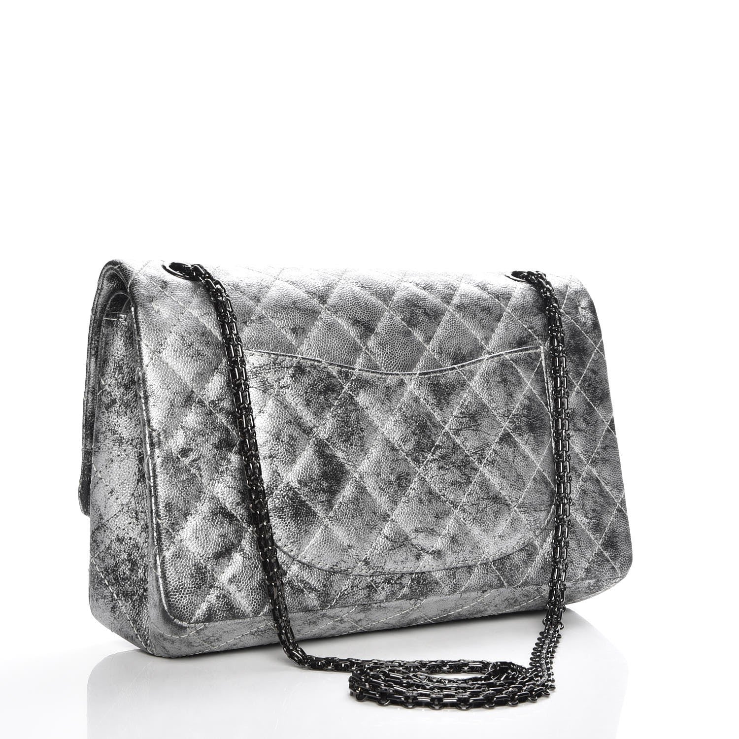 Chanel Metallic Caviar Quilted 2.55 Reissue 226 Flap Silver Black 3 of 12