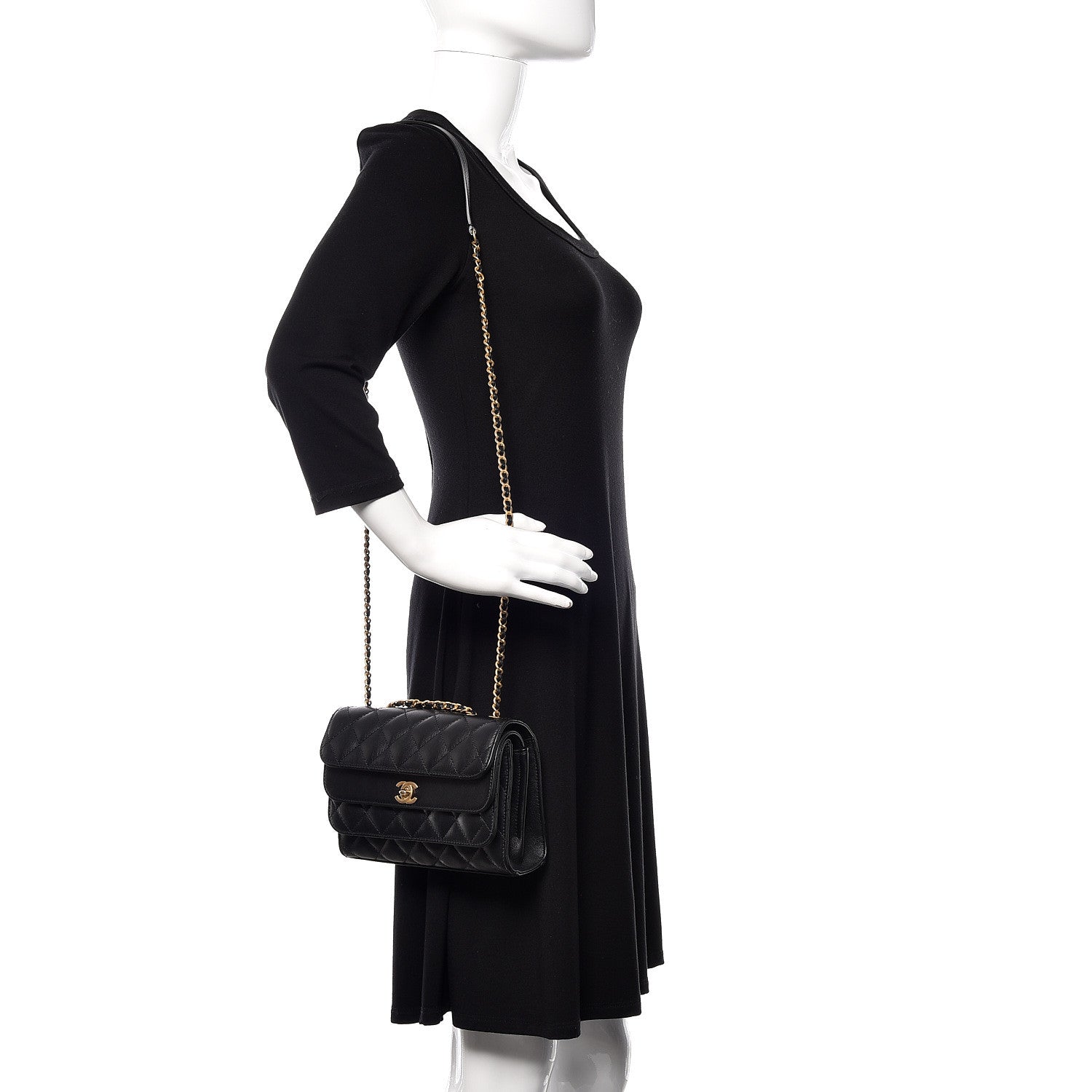Chanel Calfskin Quilted Triple Flap Black 2 of 12