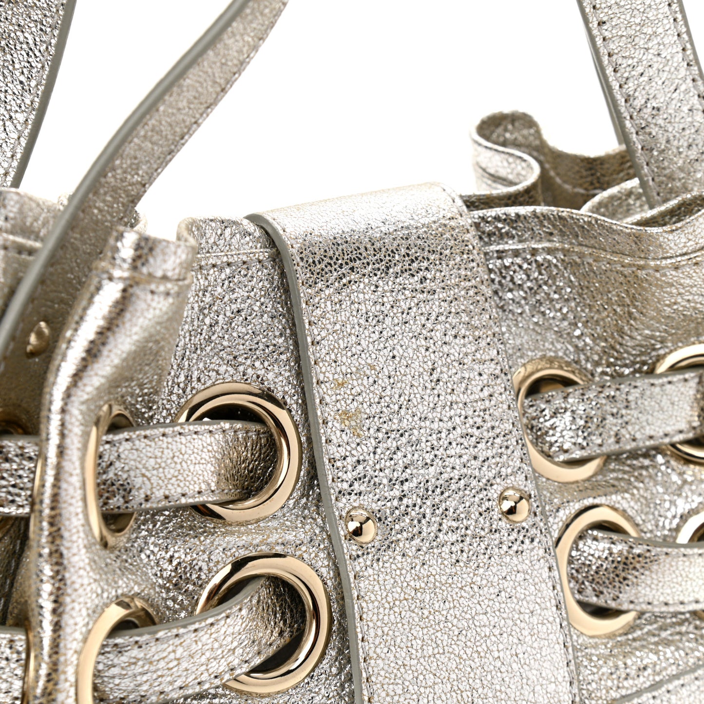 Metallic Calfskin Riki Bag Silver