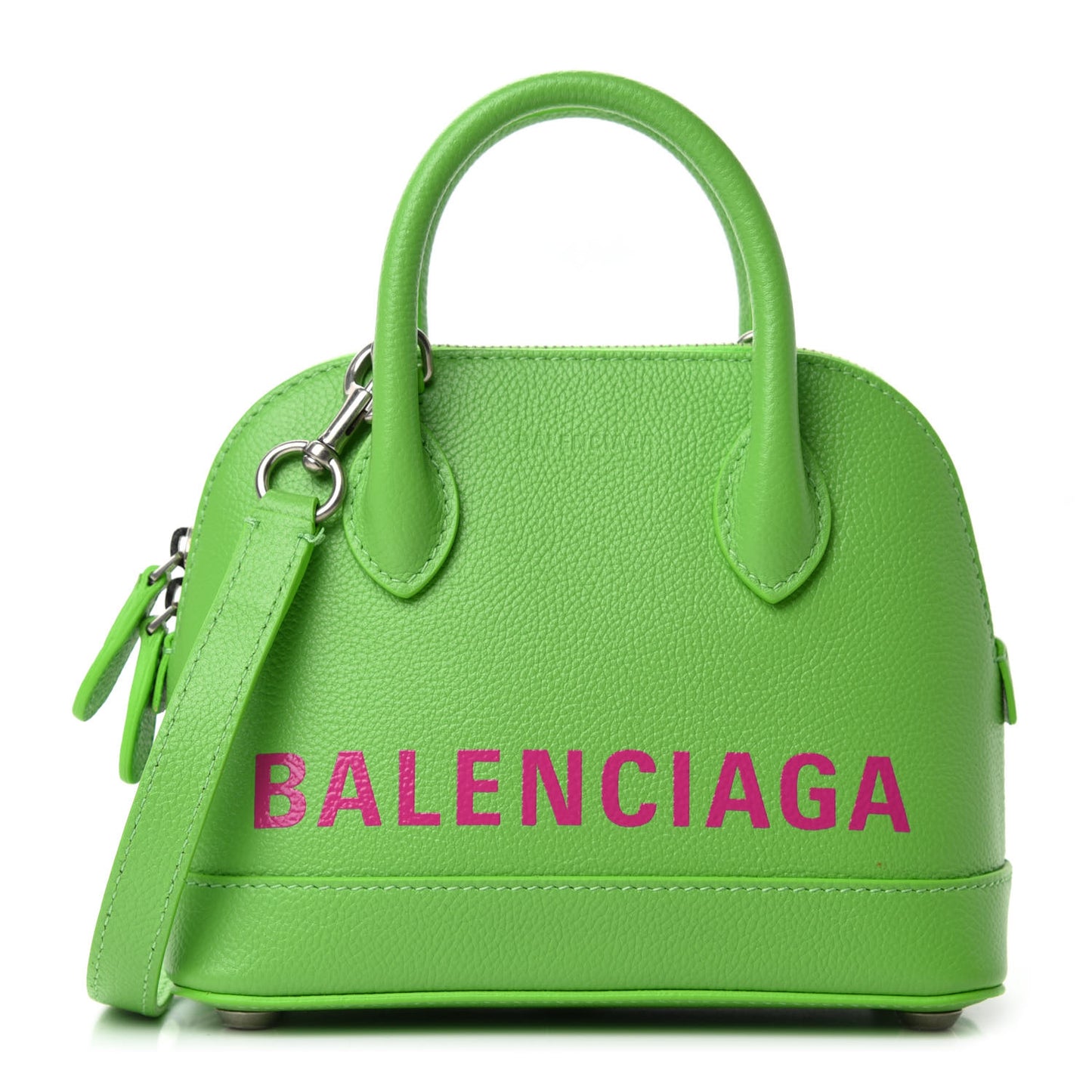 Grained Calfskin XXS Ville Top Handle Bag Light Green Fuchsia
