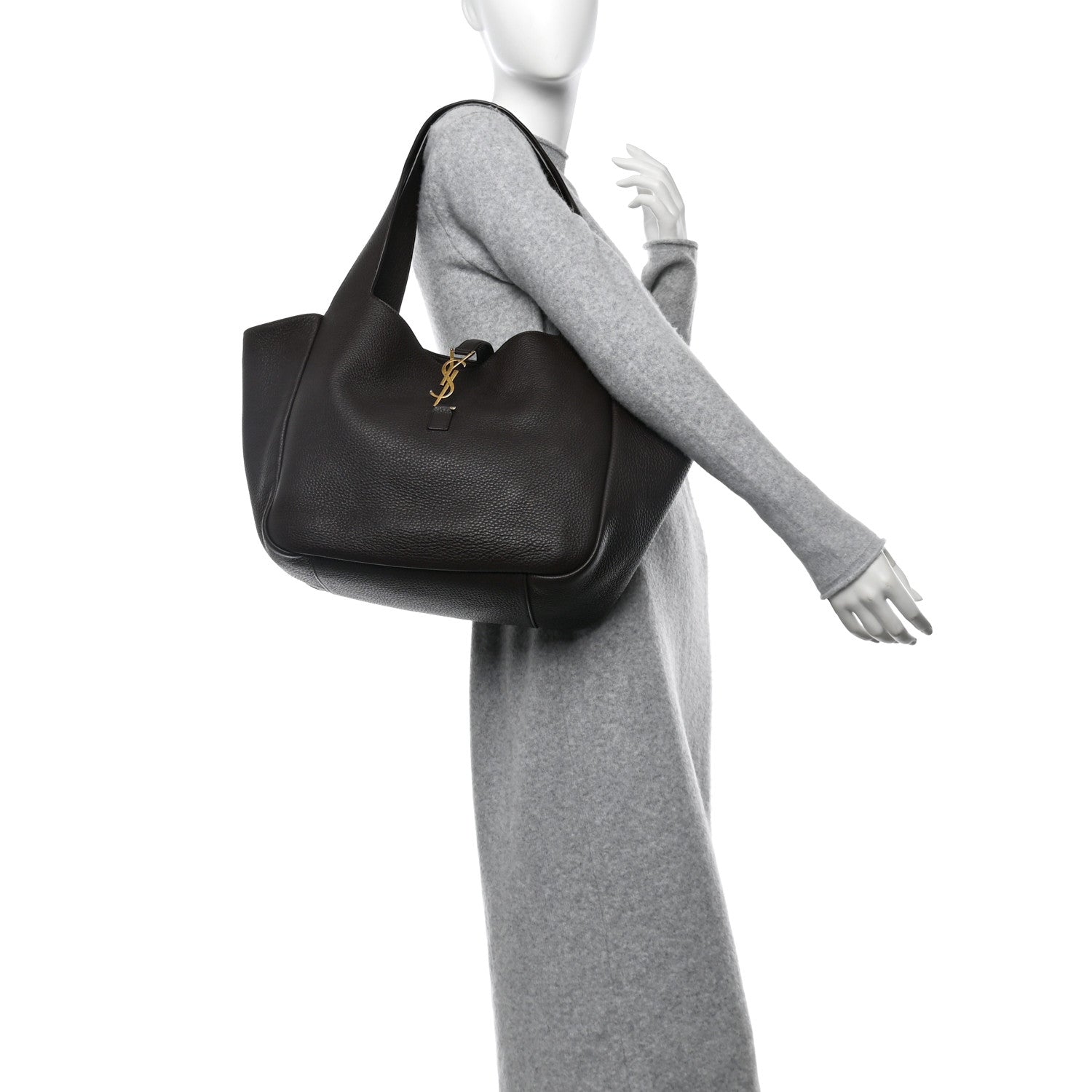 Saint Laurent Grained Deerskin Bea Tote Marron Fonce 2 of 11