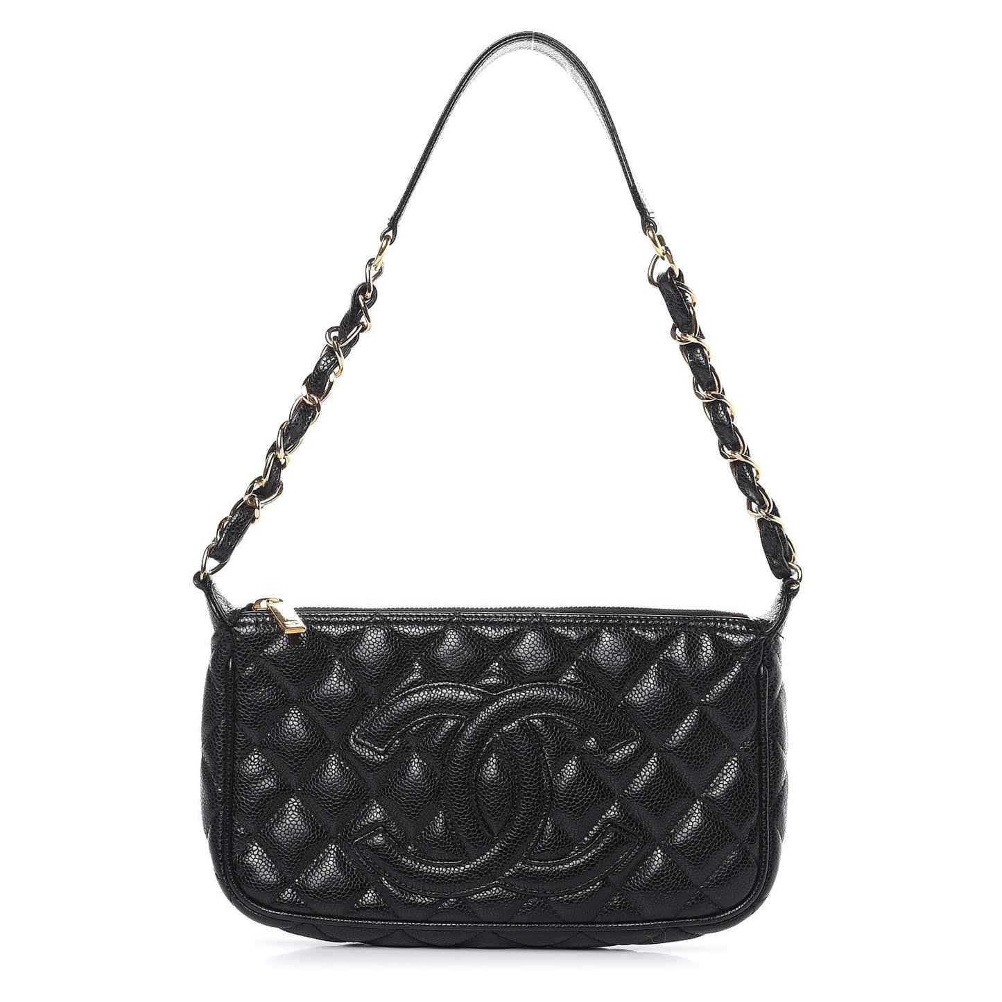 Caviar Quilted CC Shoulder Bag Black