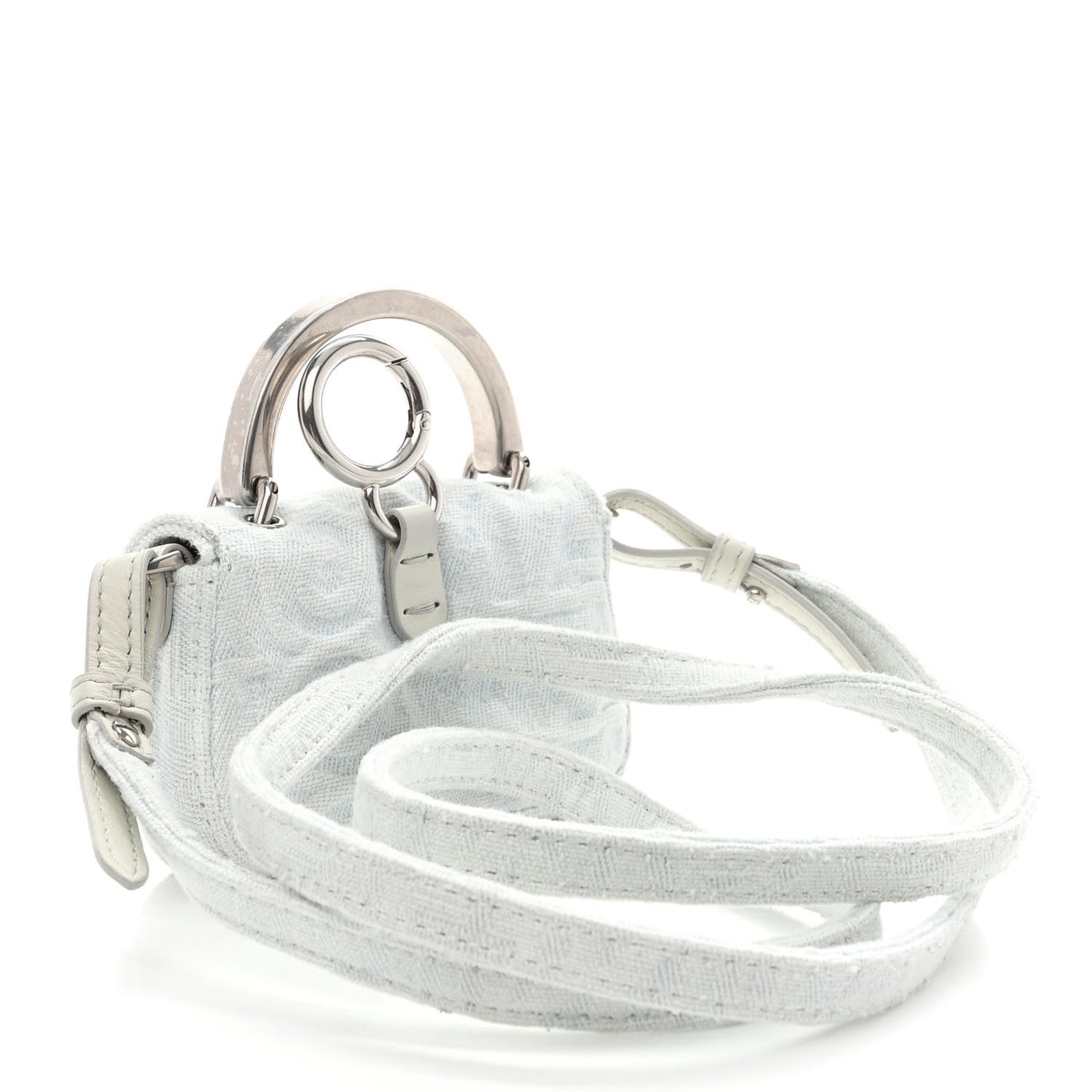 X MARC JACOBS Bleached Denim Logo Baguette Charm Off White