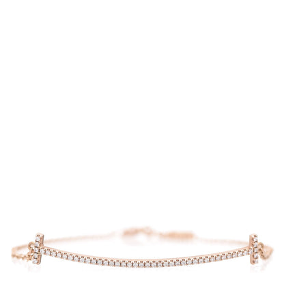 Tiffany 18K Yellow Gold Diamond T Smile Bracelet 1 of 6